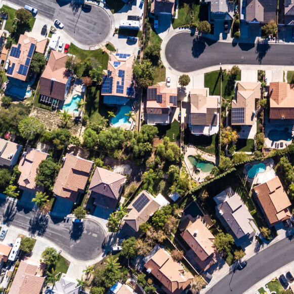 Aerial photo residential upscale homes in Brookside Delaware USA