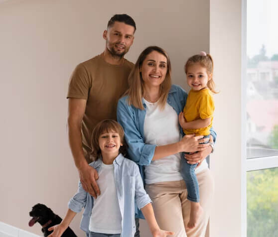 happy family with dog