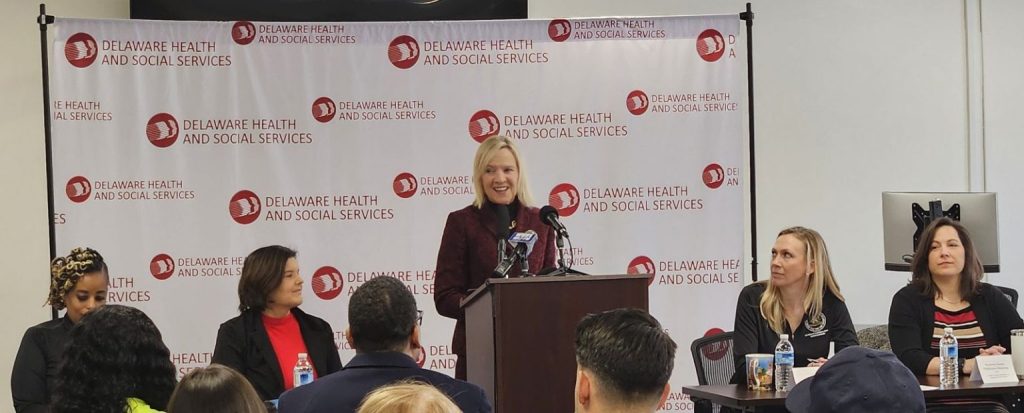 Lt. Governor Bethany Hall-Long speaking at the event.