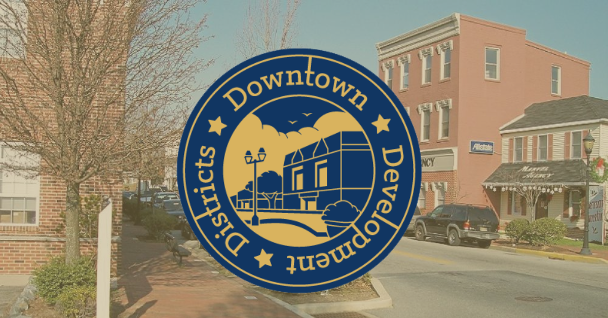 downtown development districts logo over picture of a street
