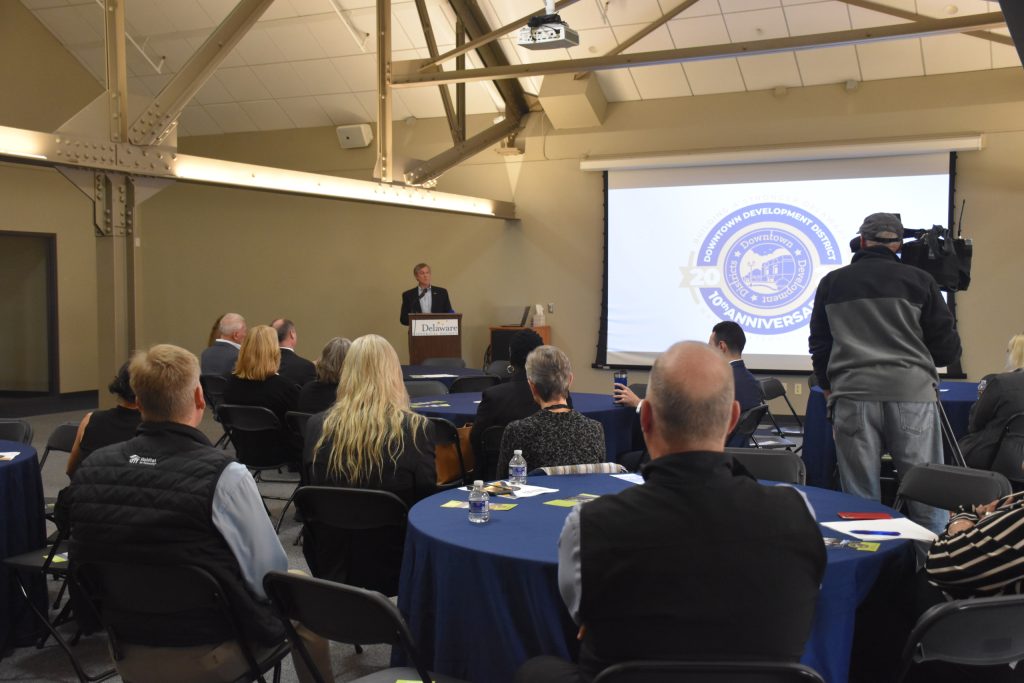 Housing leaders speaking at the Delaware Historical Society to celebrate 10 years of Downtown Development Districts program in Wilmington.