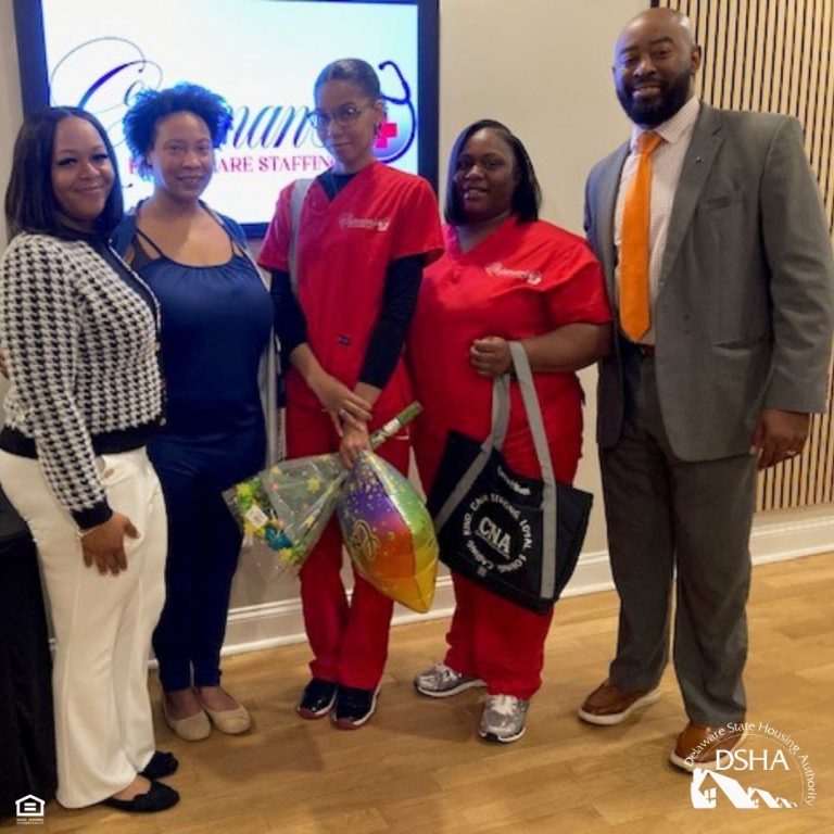 The graduates from Coleman's nursing assistant training program celebrating with DSHA staff.