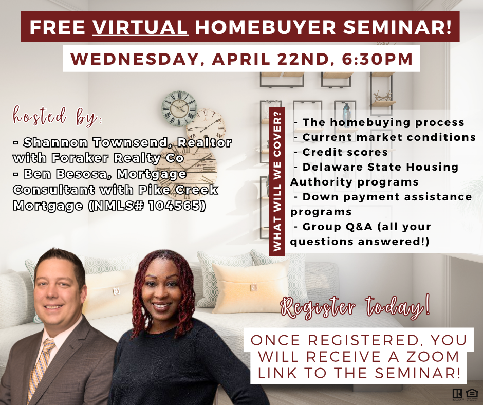 Homebuyer seminar graphic with location details