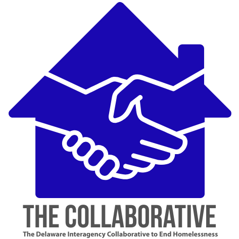 Logo of the Delaware Interagency Collaborative to End Homelessness: a handshake inside a house outline